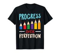 Back to School Teacher Motivational Progress Over Perfection Camiseta