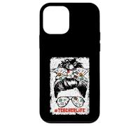 Back To School Teacherlife Women Teacher Messy Bun Life Carcasa para iPhone 12 Mini