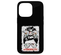 Back To School Teacherlife Women Teacher Messy Bun Life Carcasa para iPhone 13 Pro