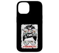 Back To School Teacherlife Women Teacher Messy Bun Life Carcasa para iPhone 14