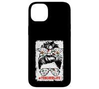 Back To School Teacherlife Women Teacher Messy Bun Life Carcasa para iPhone 14 Plus
