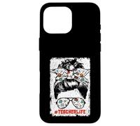 Back To School Teacherlife Women Teacher Messy Bun Life Carcasa para iPhone 16 Pro MAX