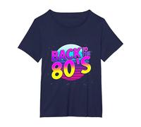 Back To The 80's 1980 Ochenta Música Clásicos Músicos 80's Camiseta, Mujer Tallas Grandes, Azul Marino, 1XL Grande