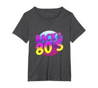 Back To The 80's 1980 Ochenta Música Clásicos Músicos 80's Camiseta, Mujer Tallas Grandes, Jaspeado Oscuro, 3XL Grande