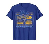 Back To The Future 35th Anniversary Delorean Schematics Camiseta, Hombre, Azul Real, L