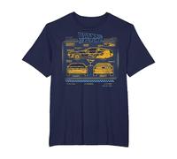 Back To The Future 35th Anniversary Delorean Schematics Camiseta, Hombre Tallas Grandes, Azul Marino, 4X Alto