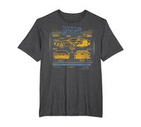 Back To The Future 35th Anniversary Delorean Schematics Camiseta, Hombre Tallas Grandes, Jaspeado Oscuro, 3X Alto