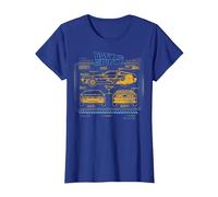 Back To The Future 35th Anniversary Delorean Schematics Camiseta, Mujer, Azul Real, L