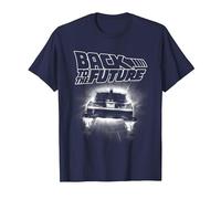 Back to The Future Delorean Flying Away Camiseta, Hombre, Azul Marino, 5XL