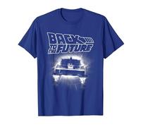 Back to The Future Delorean Flying Away Camiseta, Hombre, Azul Real, XXL