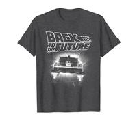 Back to The Future Delorean Flying Away Camiseta, Hombre, Jaspeado Oscuro, 4XL