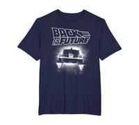 Back to The Future Delorean Flying Away Camiseta, Hombre Tallas Grandes, Azul Marino, 2X Alto