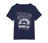 Back to The Future Delorean Flying Away Camiseta, Mujer Tallas Grandes, Azul Marino, 2XL Grande