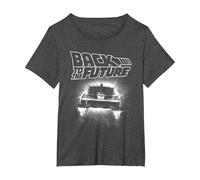 Back to The Future Delorean Flying Away Camiseta, Mujer Tallas Grandes, Jaspeado Oscuro, 1XL Grande