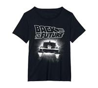 Back to The Future Delorean Flying Away Camiseta, Mujer Tallas Grandes, Negro, 4XL Grande