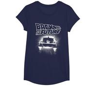 Back to The Future Delorean Flying Away Camiseta, Niñas, Azul Marino, S