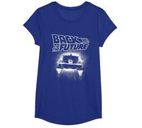 Back to The Future Delorean Flying Away Camiseta, Niñas, Azul Real, XS