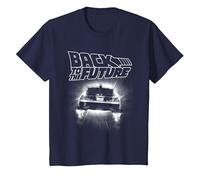 Back to The Future Delorean Flying Away Camiseta, Niños, Azul Marino, 4 años