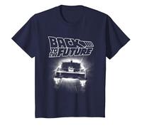 Back to The Future Delorean Flying Away Camiseta, Niños, Azul Marino, 6 años