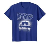 Back to The Future Delorean Flying Away Camiseta, Niños, Azul Real, 10 años