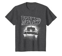 Back to The Future Delorean Flying Away Camiseta, Niños, Jaspeado Oscuro, 3 años