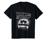 Back to The Future Delorean Flying Away Camiseta, Niños, Negro, 3 años