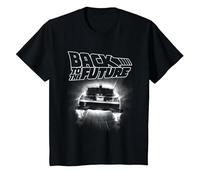 Back to The Future Delorean Flying Away Camiseta, Niños, Negro, 6 años