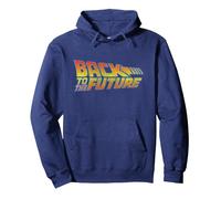 Back to The Future Logotipo Angustiado Sudadera con Capucha, Unisex para Adultos, Azul Marino, XL