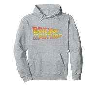 Back to The Future Logotipo Angustiado Sudadera con Capucha, Unisex para Adultos, Gris Jaspeado, XXL