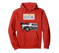 Back to The Future Outatime License Plate Sudadera con Capucha, Unisex para Adultos, Rojo, M