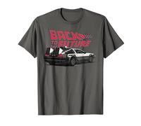 Back To The Future Retro Vintage Delorean Camiseta, Hombre, Asfalto, L