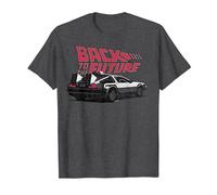 Back To The Future Retro Vintage Delorean Camiseta, Hombre, Jaspeado Oscuro, S