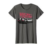 Back To The Future Retro Vintage Delorean Camiseta, Mujer, Asfalto, XS