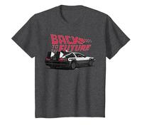 Back To The Future Retro Vintage Delorean Camiseta, Niños, Jaspeado Oscuro, 8 años