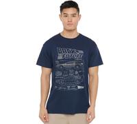 Back To The Future Schematic T Shirt, Navy Camiseta, Azul Marino, S Unisex Adulto