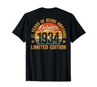 (Back) Vintage 1934 Mujeres 92 años Octubre 92 Cumpleaños Camiseta