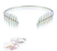 Back-Worn Leaf Metal Headband,Adjustable Gold Leaf Goddess Crown Headpiece of wear, Ideas for Bridal, Proms, & Cosplay. (cyan)