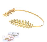 Back-Worn Leaf Metal Headband,Adjustable Gold Leaf Goddess Crown Headpiece of wear, Ideas for Bridal, Proms, & Cosplay. (Gold)