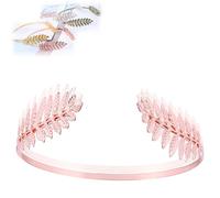 Back-Worn Leaf Metal Headband,Adjustable Gold Leaf Goddess Crown Headpiece of wear, Ideas for Bridal, Proms, & Cosplay. (Rose Gold)