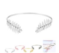 Back-Worn Leaf Metal Headband, Fashion Gold Leaf Back-Worn Goddess Headpieces, Goddess Headpiece for Back-of-Head Wear - Perfect for Weddings (Silver)