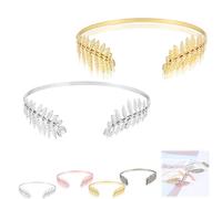 Back-Worn Leaf Metal Headband, Fashion Gold Leaf Back-Worn Goddess Headpieces, Goddess Headpiece for Back-of-Head Wear - Perfect for Weddings (Gold+Silver)