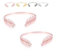Back-Worn Leaf Metal Headband - Goddess Bridal Headpiece, Fashion Leaf Back, Adjustable Wedding Hair Accessory for Women, Boho Chic Headband for Special Occasions(Rose gold-2pc)