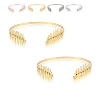 Back-Worn Leaf Metal Headband - Goddess Bridal Headpiece, Fashion Leaf Back, Adjustable Wedding Hair Accessory for Women, Boho Chic Headband for Special Occasions(Gold-2pc)