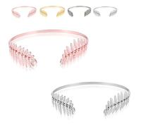 Back-Worn Leaf Metal Headband - Goddess Bridal Headpiece, Fashion Leaf Back, Adjustable Wedding Hair Accessory for Women, Boho Chic Headband for Special Occasions(Rose gold+Silver)
