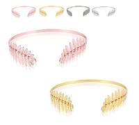 Back-Worn Leaf Metal Headband - Goddess Bridal Headpiece, Fashion Leaf Back, Adjustable Wedding Hair Accessory for Women, Boho Chic Headband for Special Occasions(Rose gold+Gold)