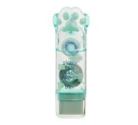 Back2Fun - 2 en 1 Cinta Correctora de 6 metros y Goma de Borrar, Diseño de Patita 3D Con Cuerpo Transparente y Acabado Holográfico, Accesorio para el Estuche y Material Escolar, Verde