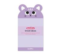 Back2Fun - Bloc de notas adhesivas, Tamaño 90 x 165 mm, Papel 90 g/m², Material escolar, Bloc con adhesivo, 60 hojas, Papelería bonita, Diseño Gatita