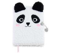 Back2Fun - Diario Secreto de Peluche con Candado, Cuaderno Infantil de Notas Rayado con 80 Hojas, Divertido Diseño de Panda, con Orejitas 3D y Detalles Bordados