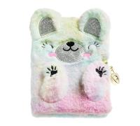 Back2Fun - Diario secreto, Tamaño 131 x 182 x 20 mm, Cubierta de poliéster tacto peluche, Detalles bordados, Diario íntimo con candado y llaves, 80 hojas rayadas de 80 g/m², Papelería bonita, Oso