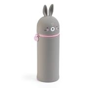 Back2Fun - Estuche Escolar 2 en 1 de Silicona, Conejo | Portatodo para Lápices, Extensible y Cubilete, Tacto Suave, Cremallera, Mochila, Escritorio y Vuelta al Cole